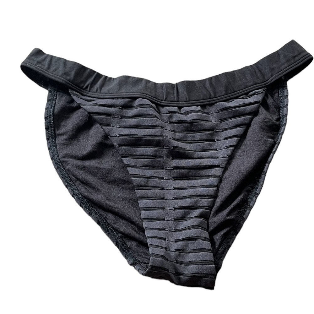 Bond-Eye Black Bikini Bottoms Striped Size Small